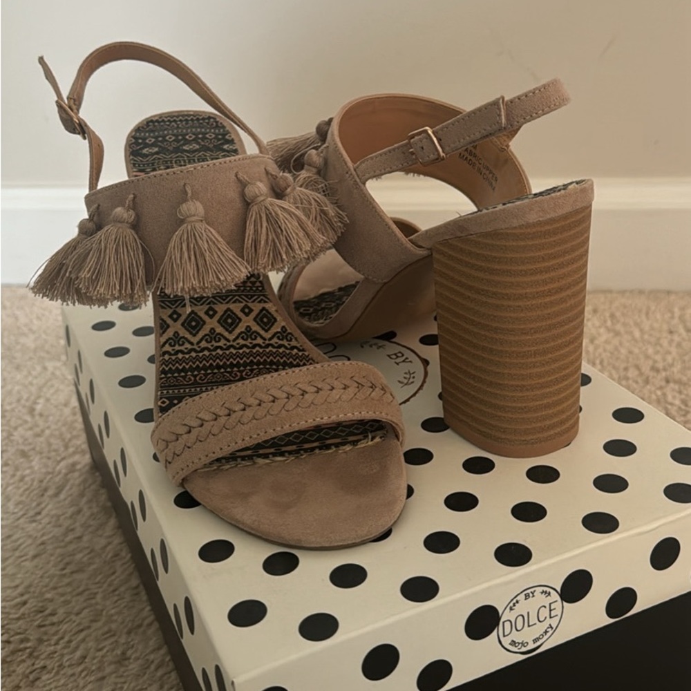 Dolce by Mojo Moxie Braxton Tassel High Heels  - Light Taupe